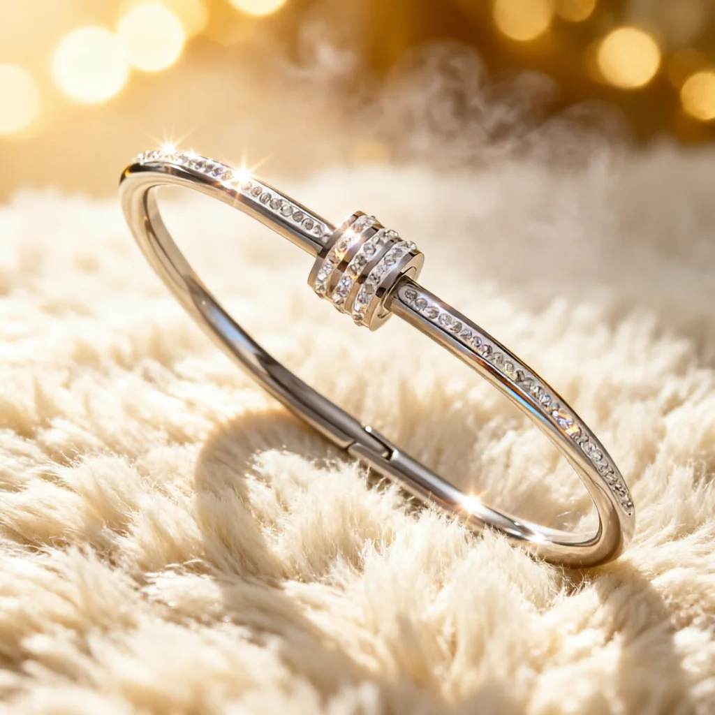 The Stainless Steel Bracelet Features a Slim Waist Design, an Open-Ended Design That Exudes a Luxurious Feel, and Is Inlaid with Synthetic Diamonds, Making It the Perfect Choice for Women's Jewelry. Whether It's a Birthday, Valentine's Day, or Mother's Day, It's an Ideal Gift Choice.