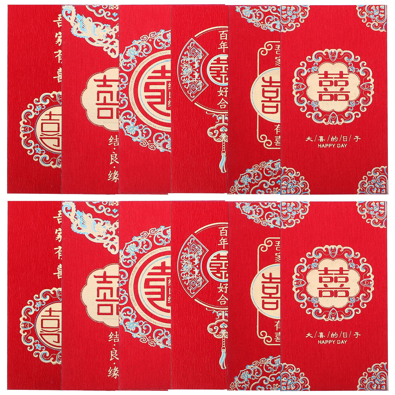 

12Pcs Red Envelope Chinese Wedding Money Pocket Traditional Lucky Red Packet for Cash Gift Festival Lunar New Year Bridal