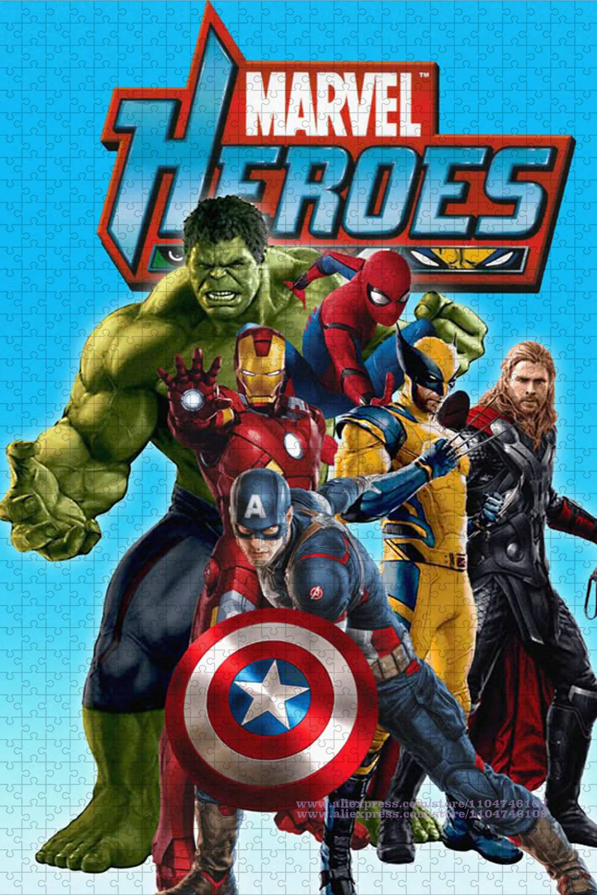 Rompecabezas de héroes de Marvel, personajes de dibujos animados de Anime, 108/200/300/500/1000/1500 Uds., rompecabezas de inteligencia para niños y adultos