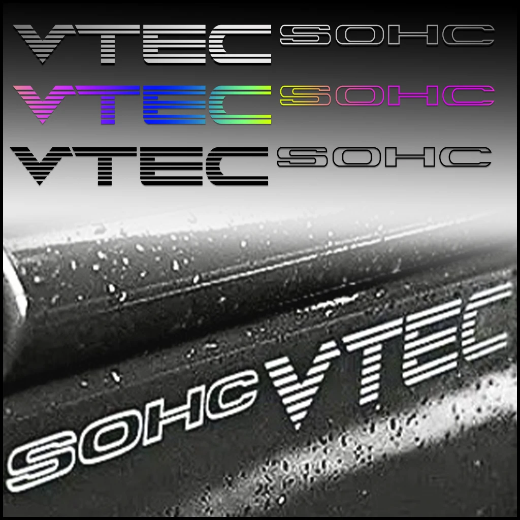 SOHC VTEC Reflective Vinyl Car Accessories Stickers Auto Door Window Body Modified Decal for Honda Civic Accord Del Sol CR V
