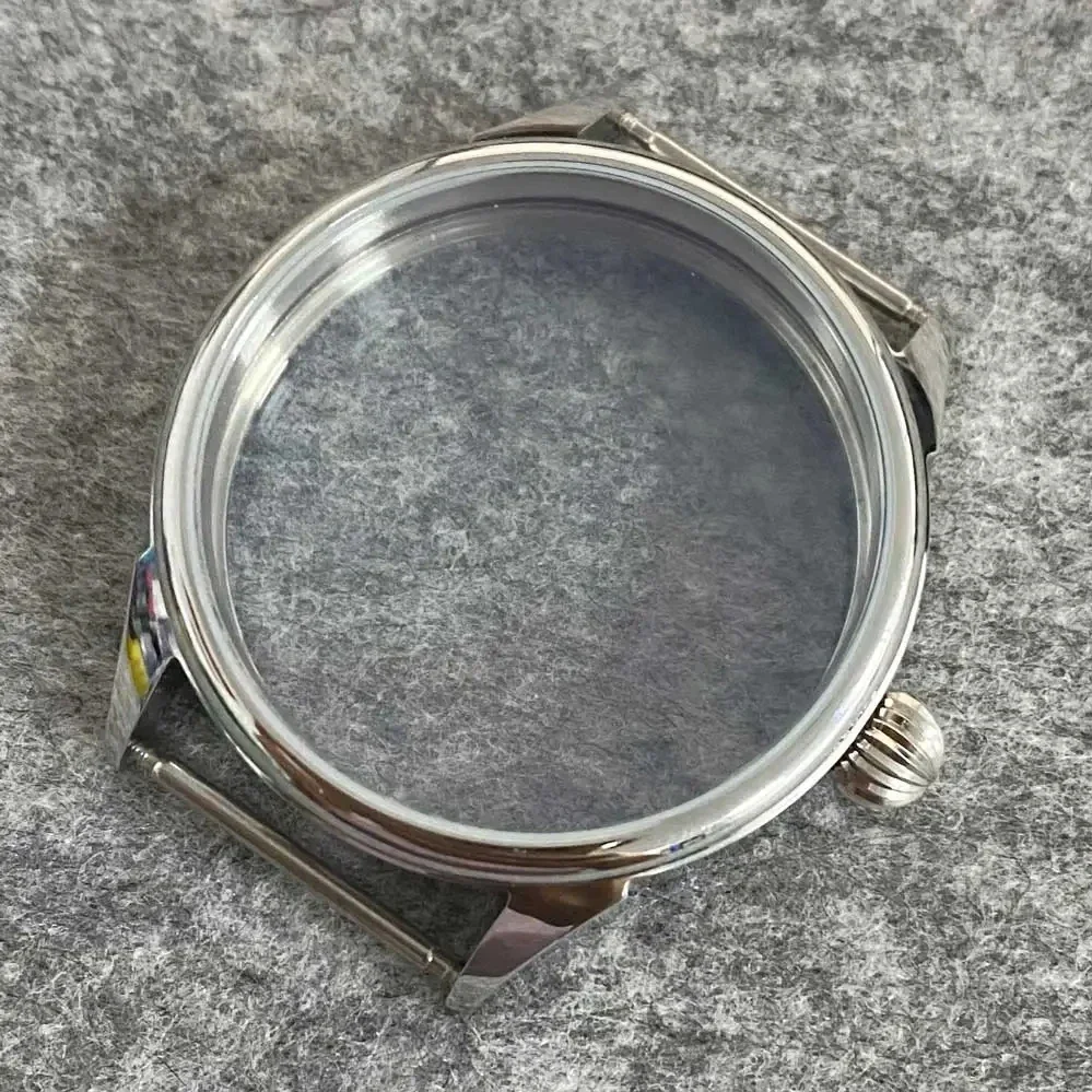 42MM  Polished Watch Case for ETA6497 ST36 Movement Transparent Bottom Stainless Case 3ATM Waterproof Watch Accessories