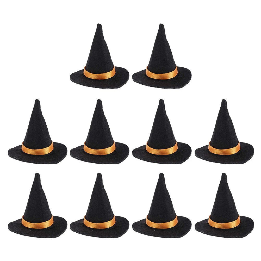 

10 Pcs Witch Hats Black Felt Bottle Decor Halloween Decorations Bottle Caps Table Decor Party Supplies