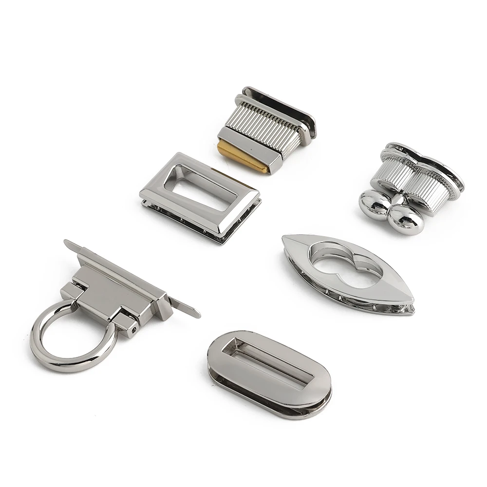 2/5/10Sets Satin silver Metal Square Tiny Bag Turn Lock Twist Lock Clasp For Women Handbag Shoulder DIY Hardware Accessories
