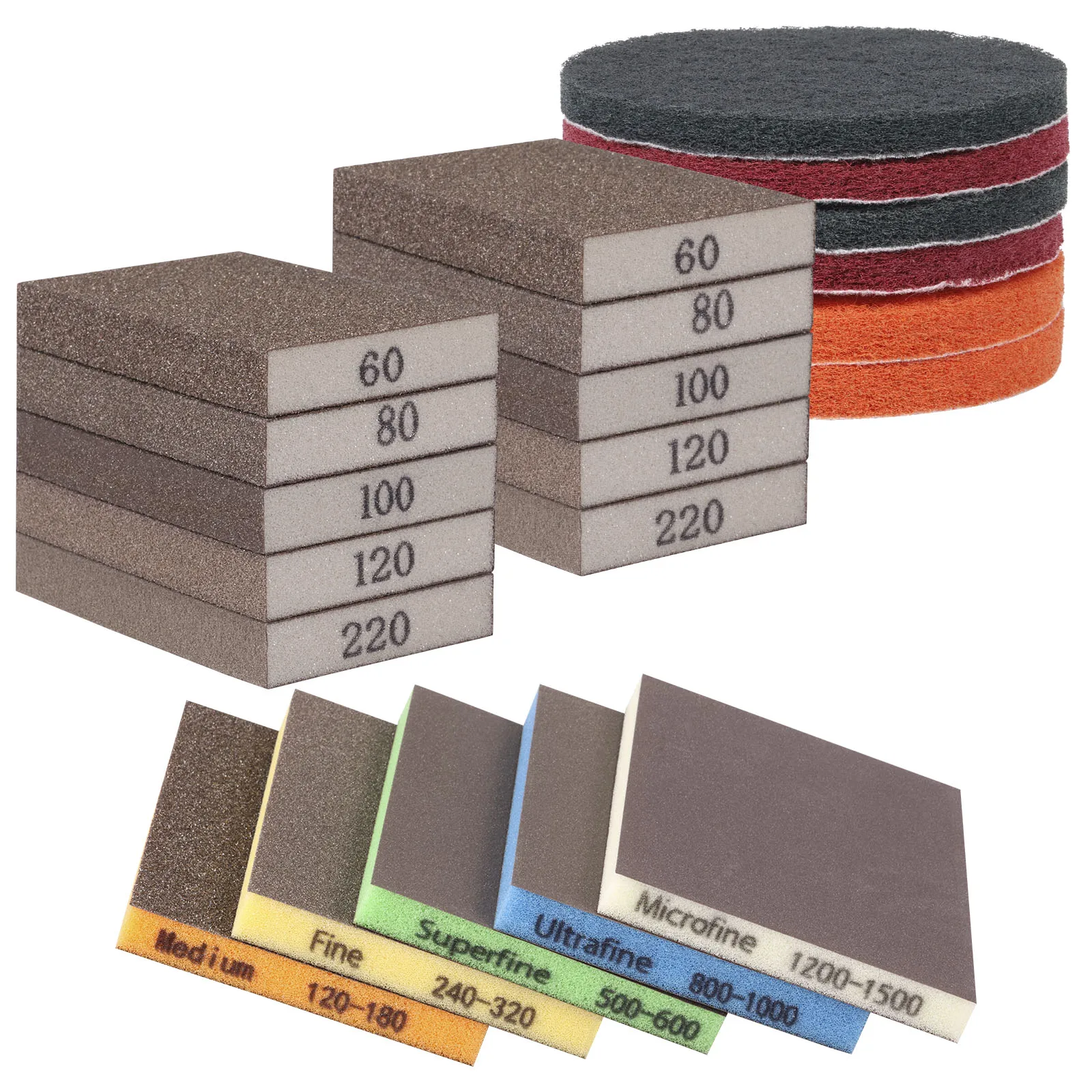 

23 шт. шлифовальная губка зернистостью 60-1500, прямоугольные шлифовальные блоки для гипсокартона, дерева, металла, полировки автомобиля, шлифовальная губка, наждачная бумага