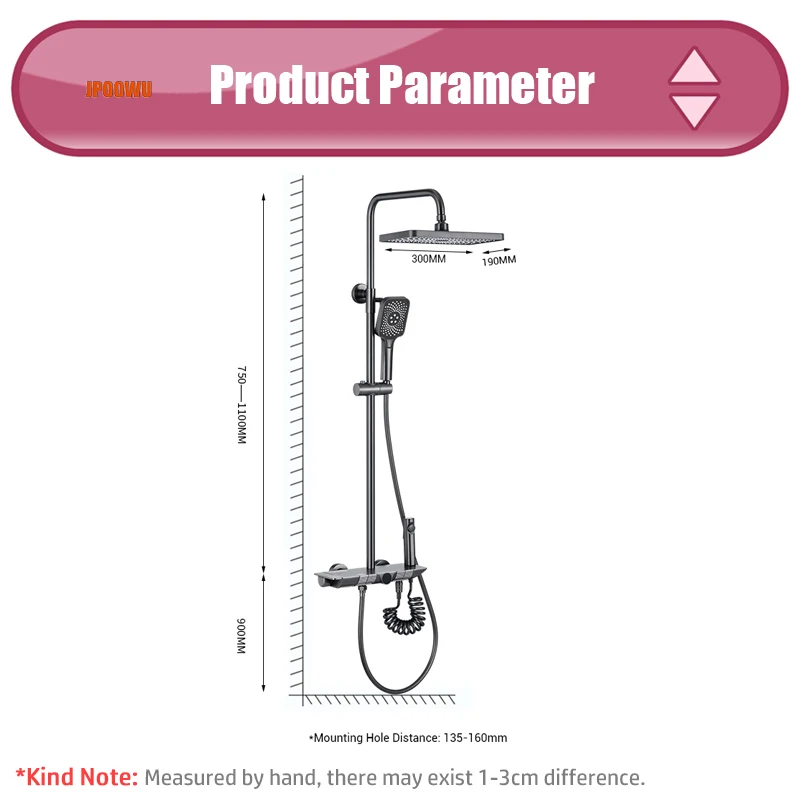 Thermostatic Shower System Sset Bathroom Hot Cold Mixer Bath Faucet Wall Mount Bathtub SPA Rainfall Tap Modern Rain Faucets Sets