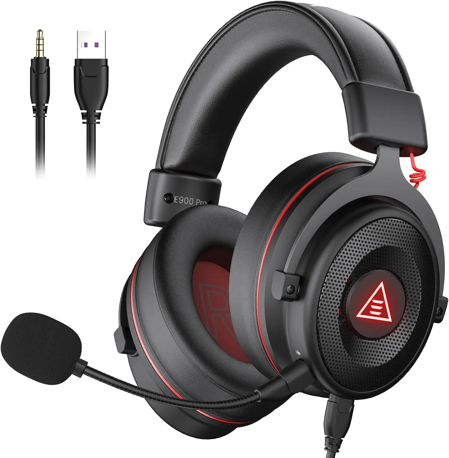 USB Gaming Headset with Detachable Noise Cancelling Mic, 7.1 Surround Sound for PC, PS4/PS5, Xbox One, Laptop