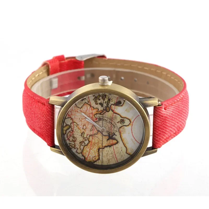 Maps Version Strap Watches Men and Women of The Vintage Canvas Strap Female Clock Dress Gift Reloj Hombre Horloges Relógio