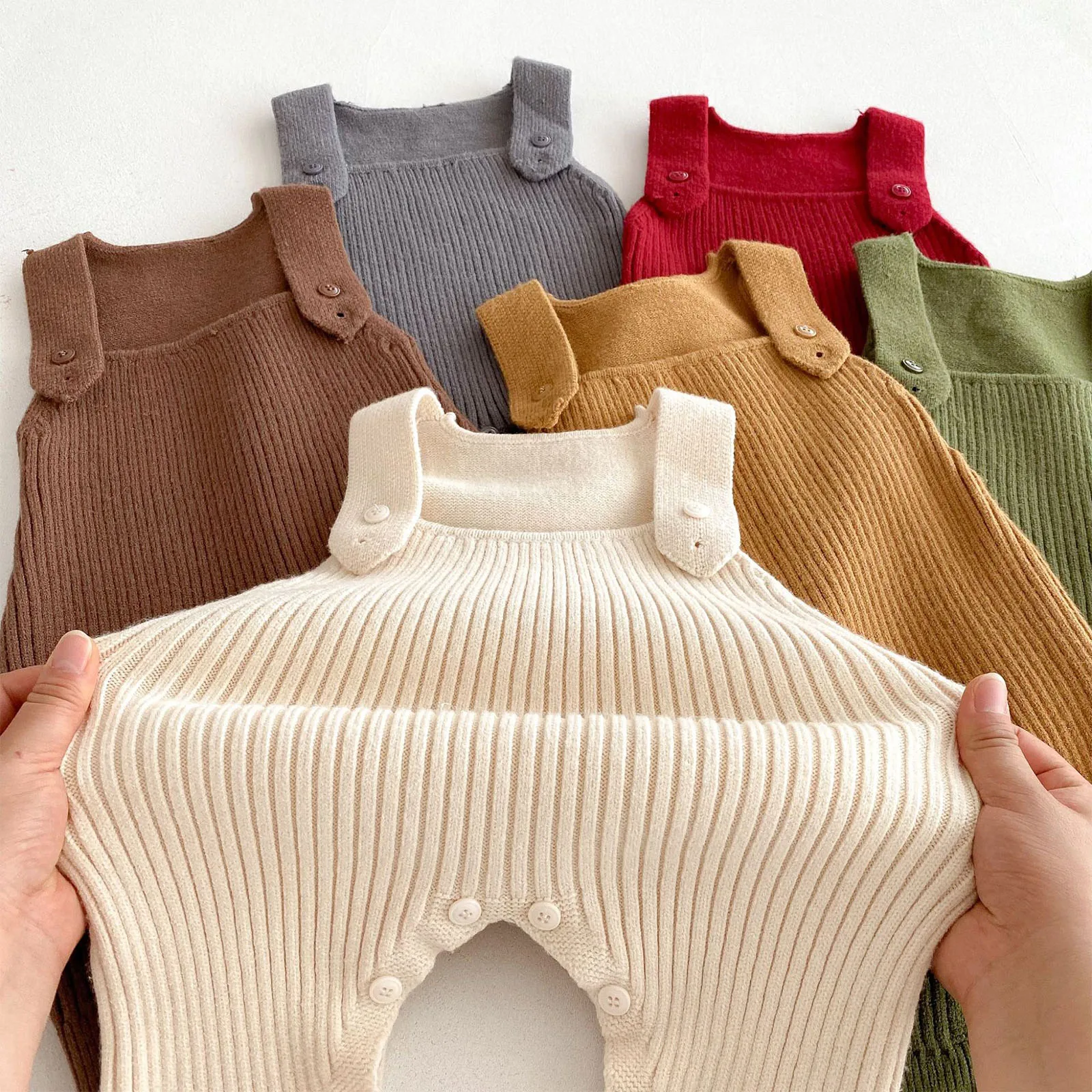 بدلة قفز للأطفال الأولاد والبنات بدون أكمام بلون سادة لخريف وشتاء محبوكة سترة فضفاضة لحفلات عيد الميلاد اليومية للتصوير الفوتوغرافي #6