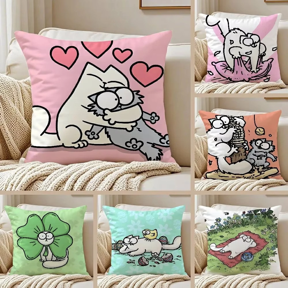 

Funny Style Simons Cat Pillow Case Anti-dustmite Pillowcase Invisible Zipper Silky Short Plush Sofa Cushion Cover