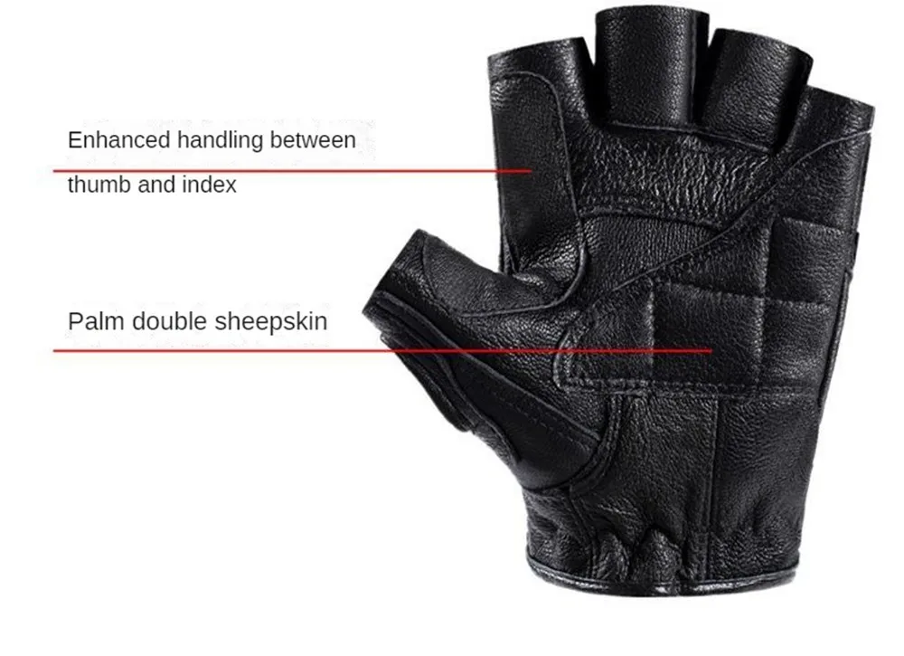 Aisikoo Guanti senza dita da uomo e da donna – Guanti sportivi in pelle senza dita, guanti senza dita in pelle PU per attività all'aperto, fitness, Nero , L