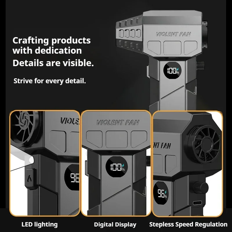 X5 مروحة تربو بدون فرش 240 وات عالية السرعة محمولة 8000 مللي أمبير قابلة لإعادة الشحن 57 متر/الثانية تايفون الرياح نوع C شحن مروحة التخييم #4