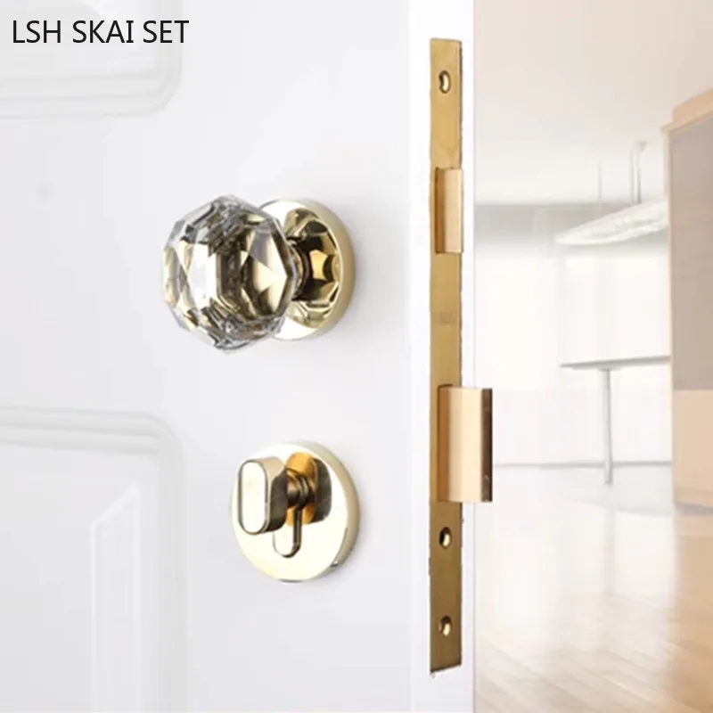 Imagem -02 - Maçaneta da Porta com Fechadura e Chave Requintado Crystal Handle Ball Lockconjunto Quarto Mute Security Door Lock Household Hardware