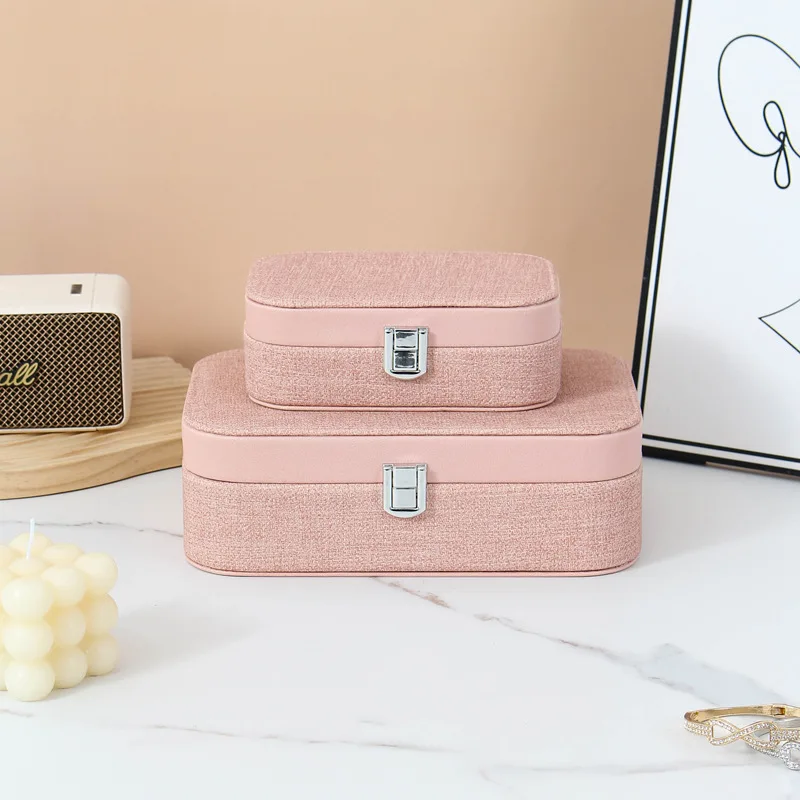Leather Portable Jewelry Box Earrings Necklaces Rings Storage Box Small And Exquisite Home Decoration Box Double-layer