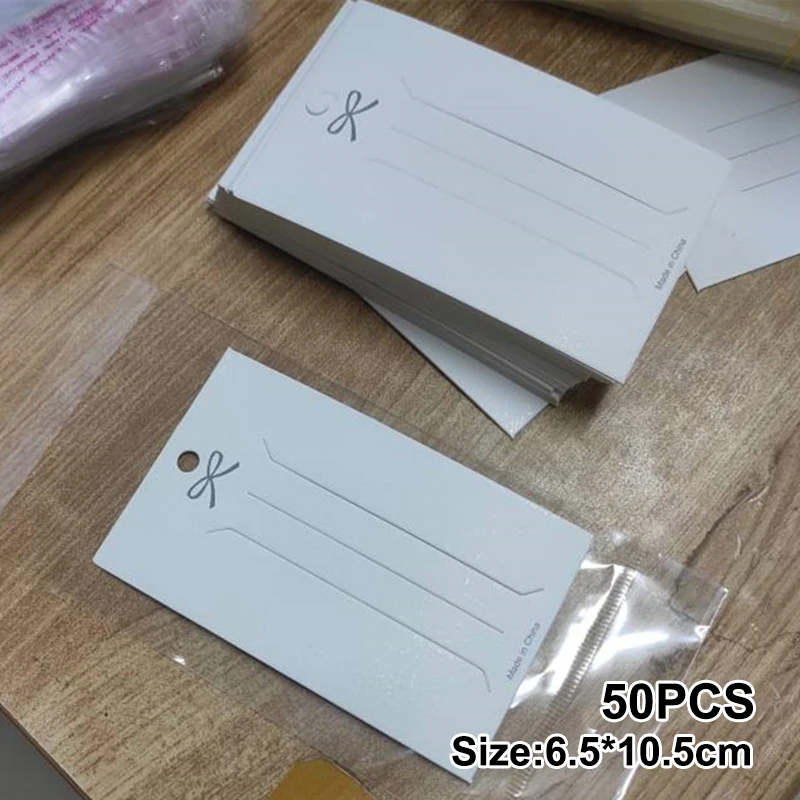 B*New 50PCS White Hairpin Card Trinket Bow Display Cards Cardboard Packing Paper
