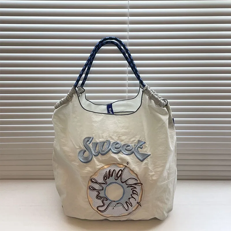 

Cute Donut Design Canvas Shoulder Bag:: Spacious Commuter Shoulder Bag Purse Office & Shopping Carryall