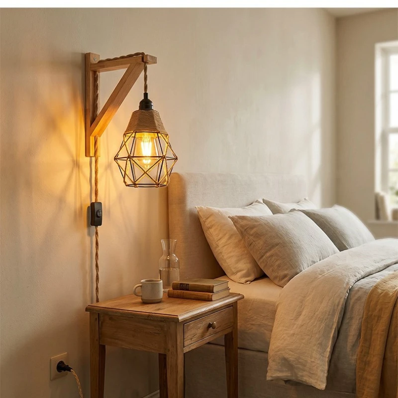 NEW American Retro Wall Lamp Cross-border Iron Art Personalized Home Bedroom Living Room Study Lamp Door Front Lamps Hot Selling
