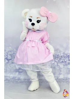 Natal rosa vestido de pelúcia urso mascote traje anime cosplay urso branco halloween carnaval festa eventos anime adulto natal