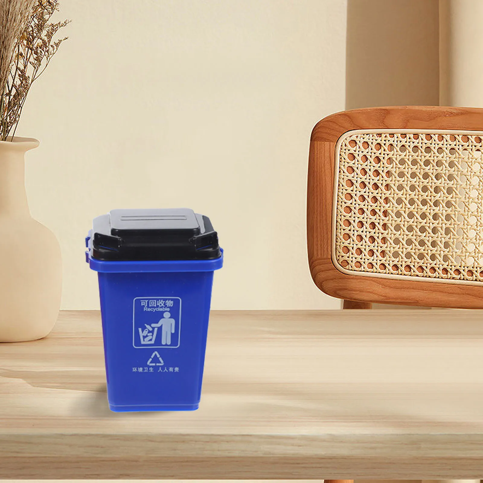 

2Pcs Creative Trash Can Shape Pencil Holder Desktop Storage Box Stationery Organizer Pencil Case Multi-Function Red Blue