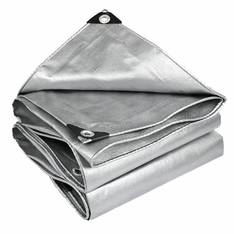 Thickened Double Silver Tarpaulin Waterproof Rainproof Sunscreen Cloth Outdoor Truck Cargo UV Protection Tarp Cover