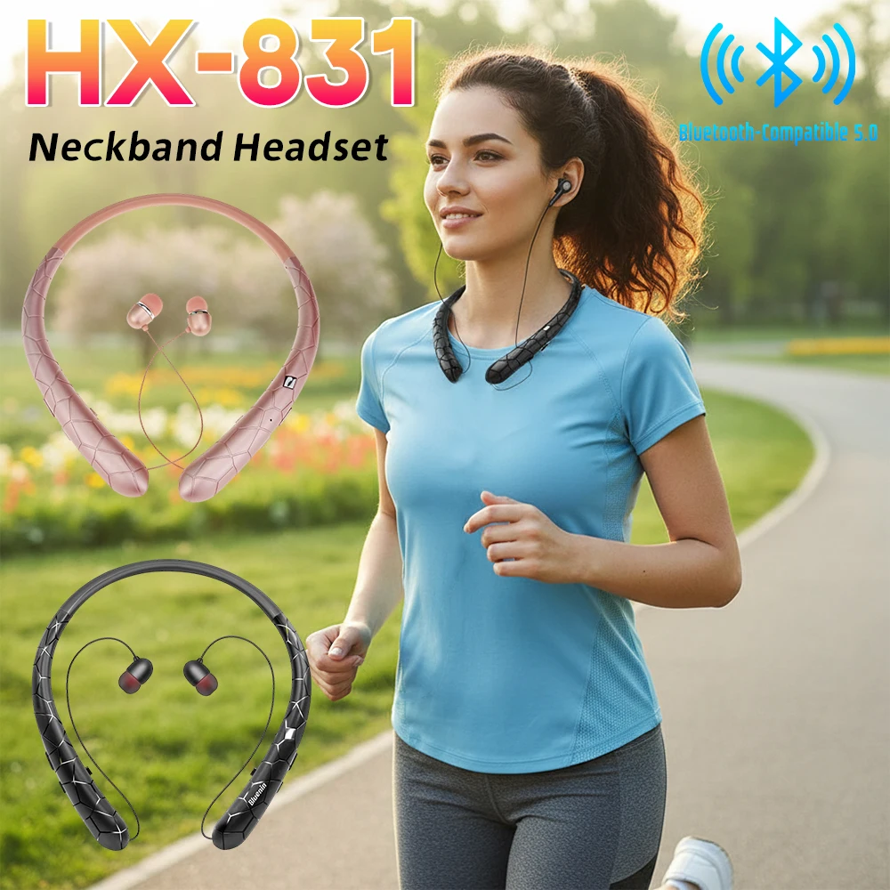 HX-831 Bluetooth 5.0 Wireless Earphone Sports Headset Waterproof Workout Earbuds Neckband Headphone With Mic For Samrtphones