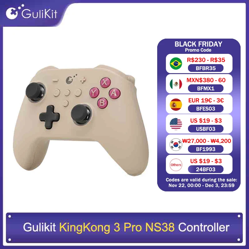 GuliKit KK3 Pro Controller KingKong 3 NS38 Gamepad with Hall Effect Joysticks & Triggers for Windows Nintendo Switch Android iOS