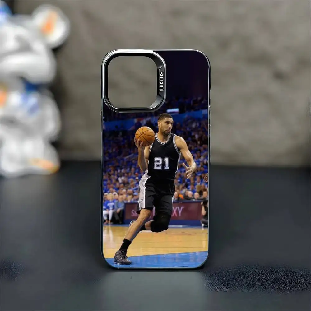 حافظة هاتف Tim Duncan لكرة السلة لهاتف iPhone 16,15,14,13,12,11,Mini,Pro,MAX غطاء أسود غير لامع مقاوم للصدمات #4