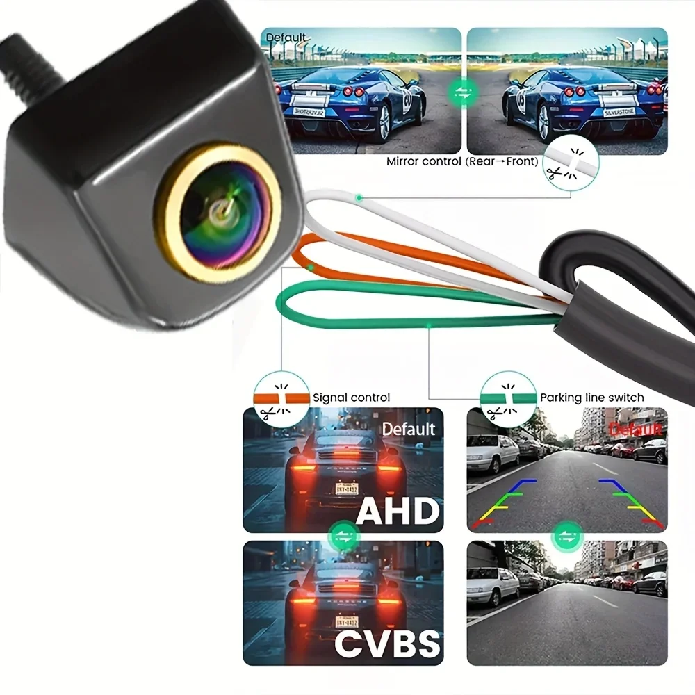 Car Backup Camera 1080P with 170° Fisheye Lens & Night Vision | AHD/CVBS Switchable | Front/Rear/Left/Right View| Compatible MP5