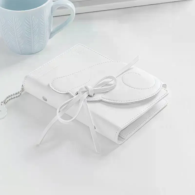 Cute Angel Wings Leather Journal, 3-Fold Loose Leaf Planner with Multi-Pockets & Elastic Closure, Perfect for Stationery Lovers