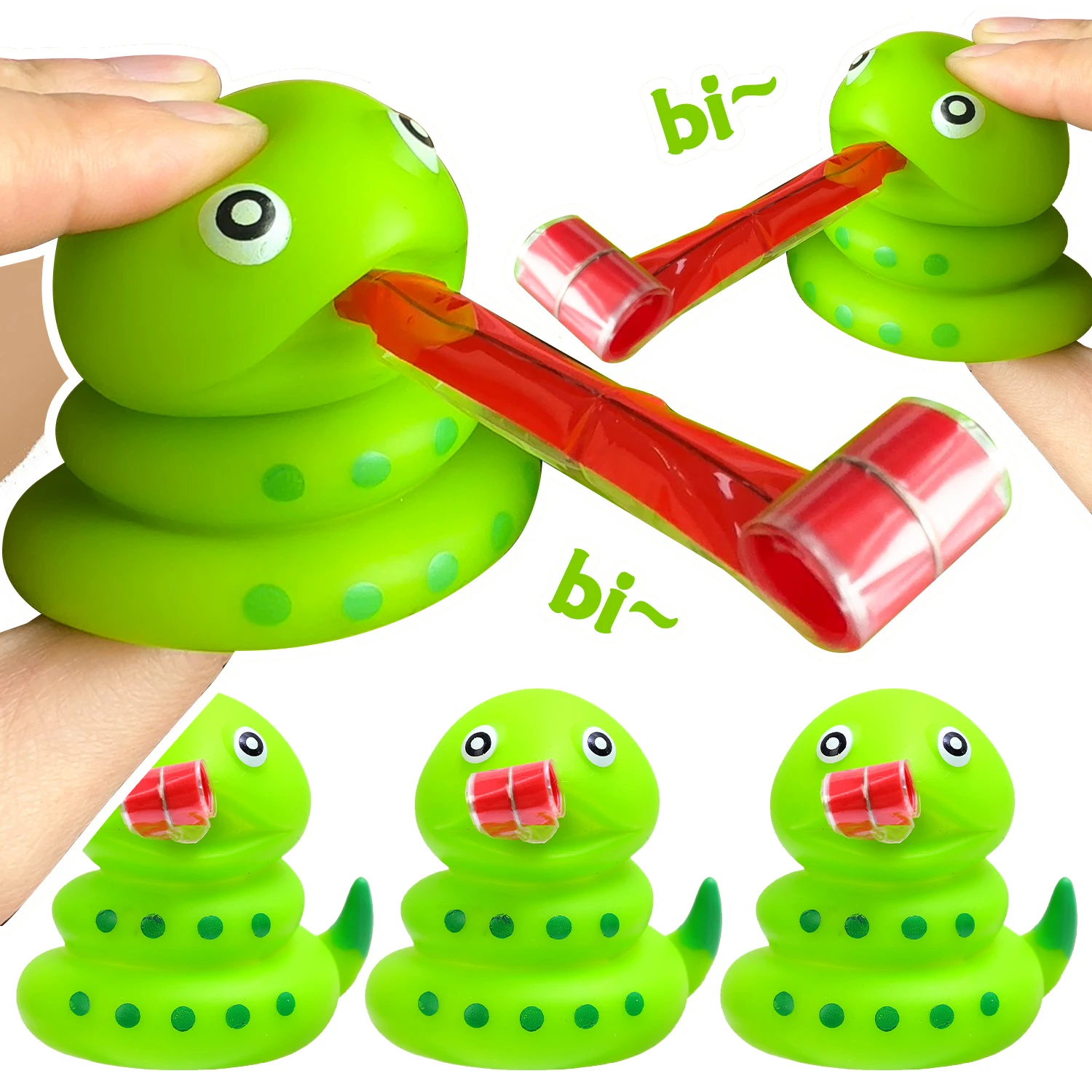 Year of The Snake Funny Squeeze Tongue-spitting Animal Toy Bb Whistle Cartoon Snake Pinch Children's Decompression Action Toys