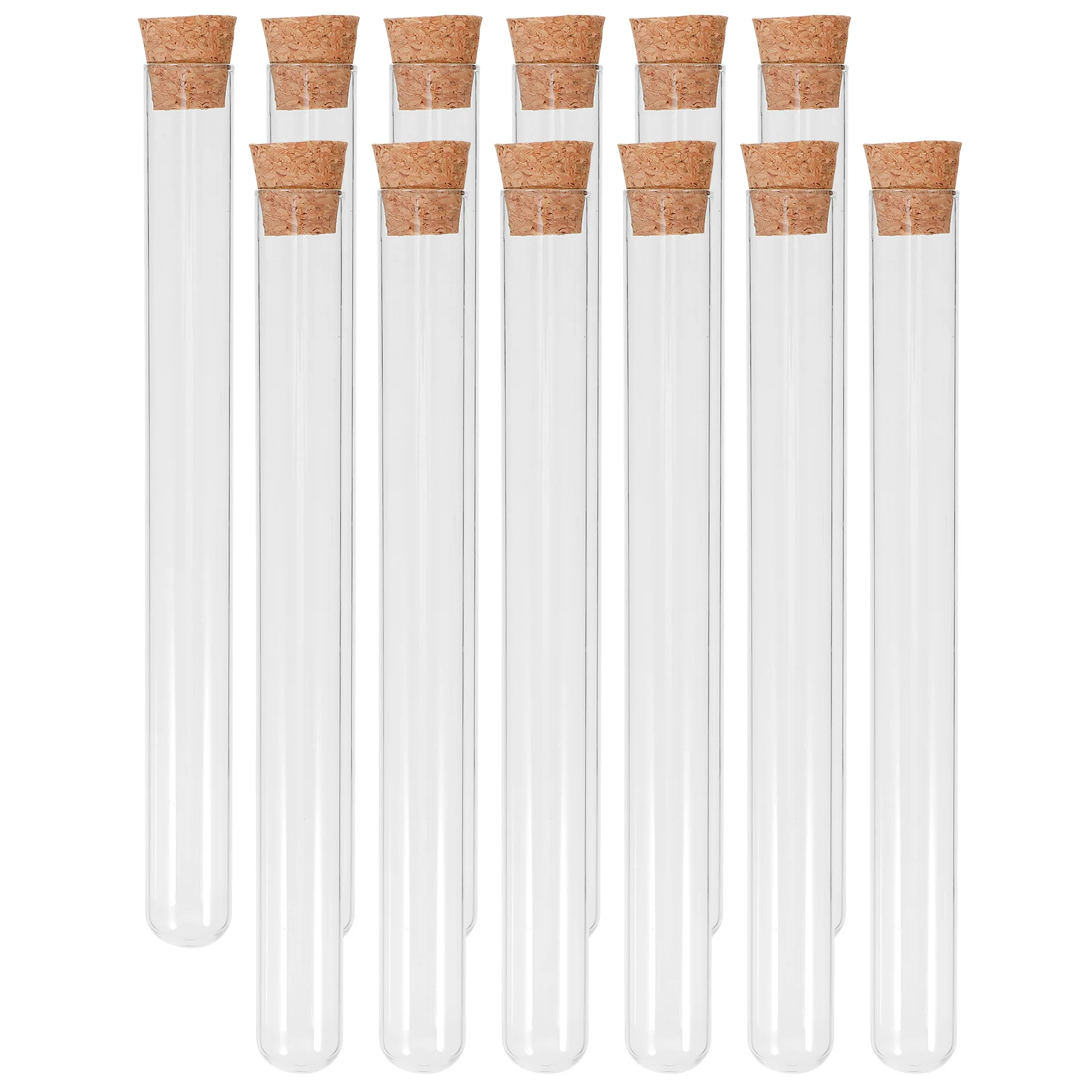 

12Pcs Glass Test Tubes Clear Cork Stoppers Sealed Leakproof for Sample Lotion Powder Liquid Storage Scientific