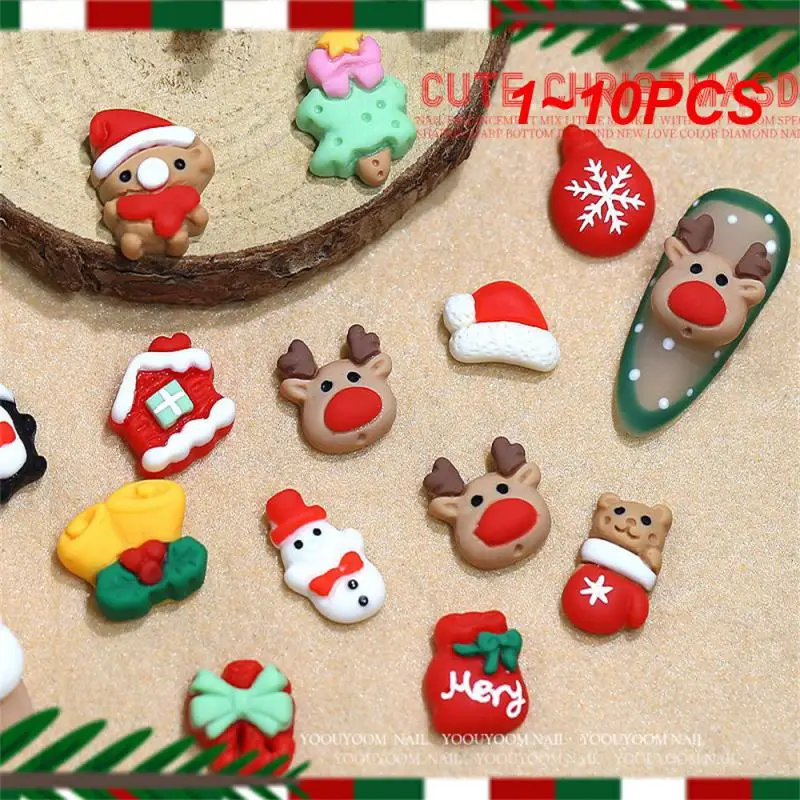 

1 ~ 10 шт. искусственная Рождественская серия ногтевого дизайна из пресноводной смолы, Мультяшные украшения, аксессуары, патч, Рождественская елка, снежинка