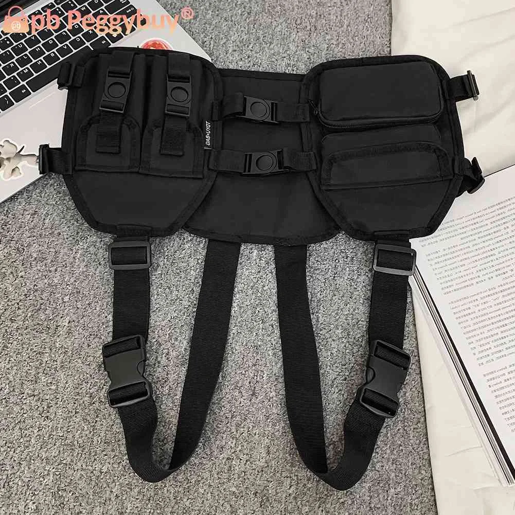 Tactics Vest Bag Streetwear Chest Bag Backpack Multifunctional Portable Simple Fashion Multi-pockets for Hiking Running Cycling