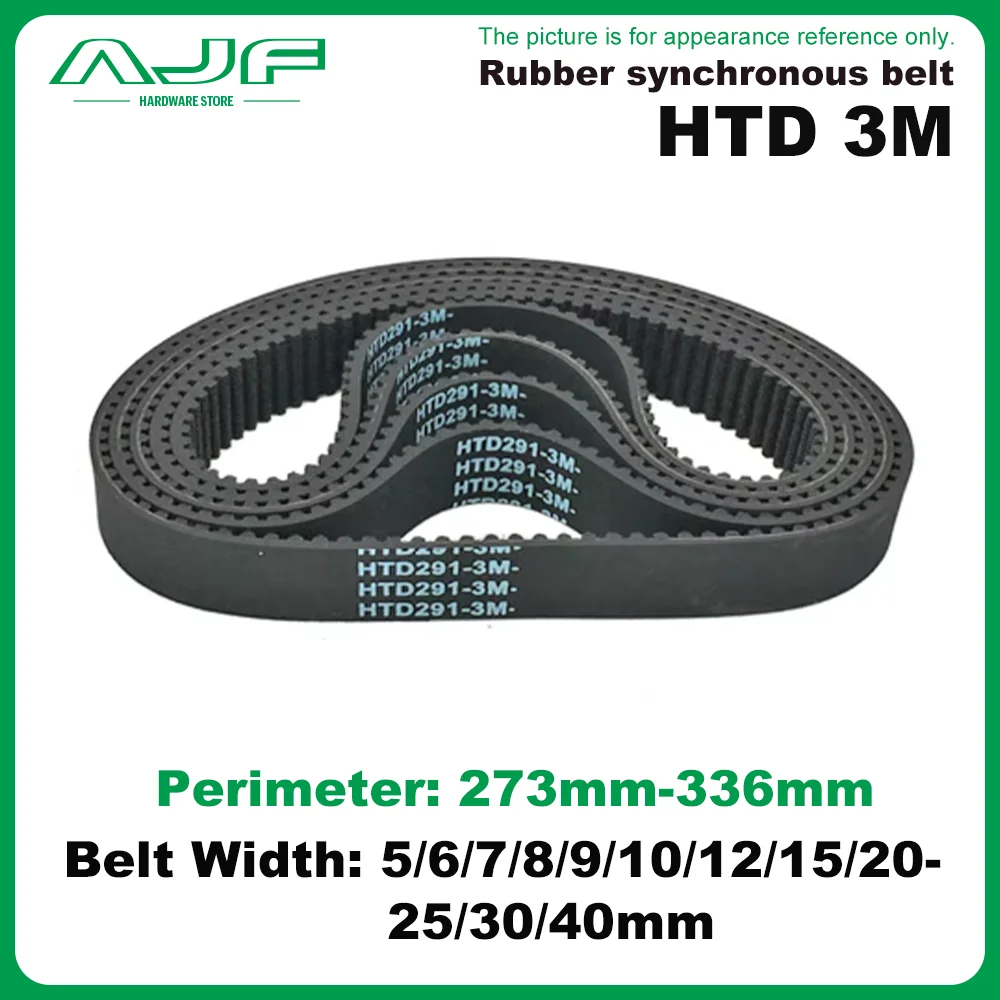 

HTD 3M Timing Belt 207mm-270mm Width 5/6/8/9/10/12/15/20/25/30/40mm RubbeToothed Belt Closed Loop Synchronous Belt pitch 3mm