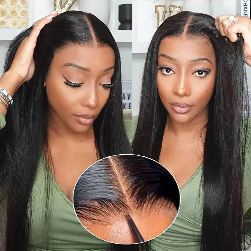 Wear and Go Glueless Wig Human Hair Pre Cut Ready to Wear 4x4 Lace Front Closure Wig Straight Glueless Wig Human Hair for Women