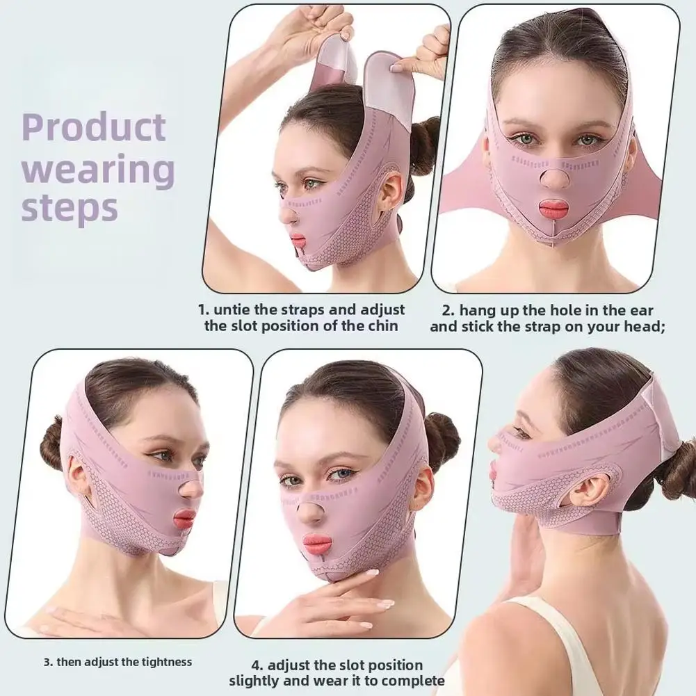 V المشكل الوجه التخسيس ضمادة رفع تشديد تقليل الذقن المزدوجة التخسيس المضادة للتجاعيد مكافحة ترهل حزام شد الوجه حزام #4