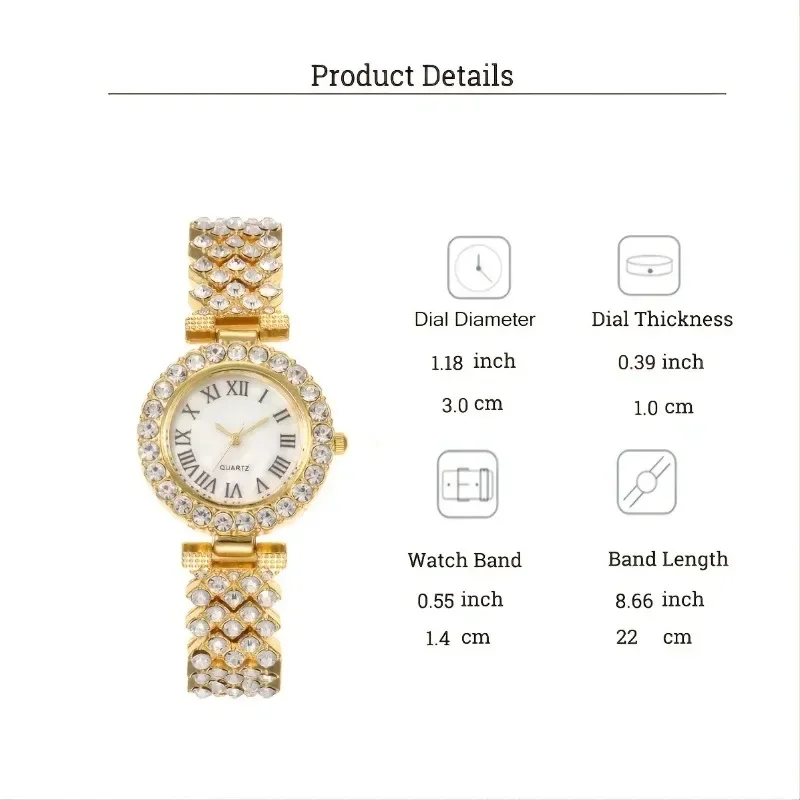 Strass Dameshorloge Armband Luxe Mode Horloge Armband Set Volledig Kristal 5 Stuks Horloges voor Vrouwen Strass Set Geschenken