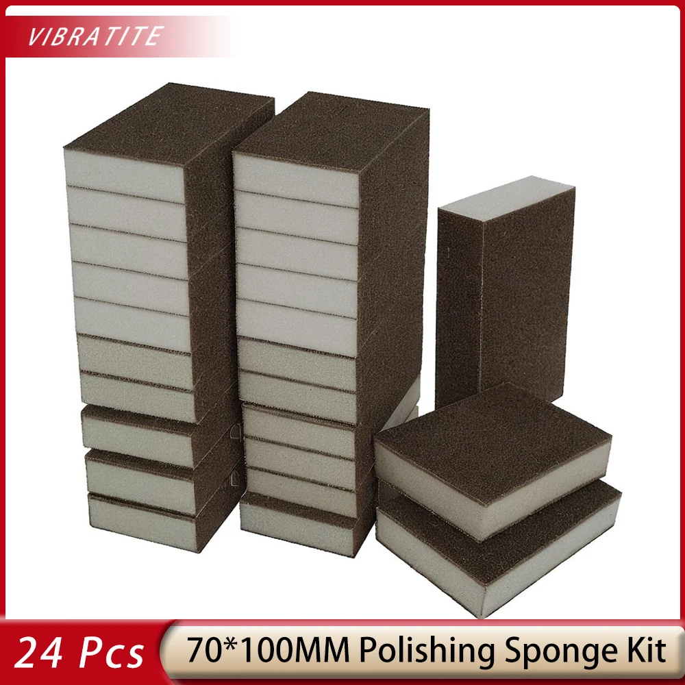 

24 Pcs 70x100 Square Sanding Sponge Wet and Dry Sanding Block Washable and Reusable Sanding Sponge Blocks for Drywall Metal Wood