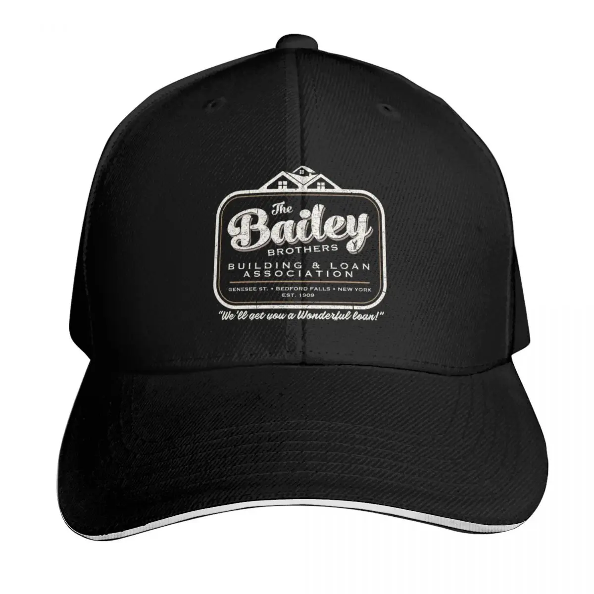 The Bailey Brothers It's A Wonderful Life Baseball Cap Contrast Two Tone Brim Snapback Flat Bill Strapback Dad Hat