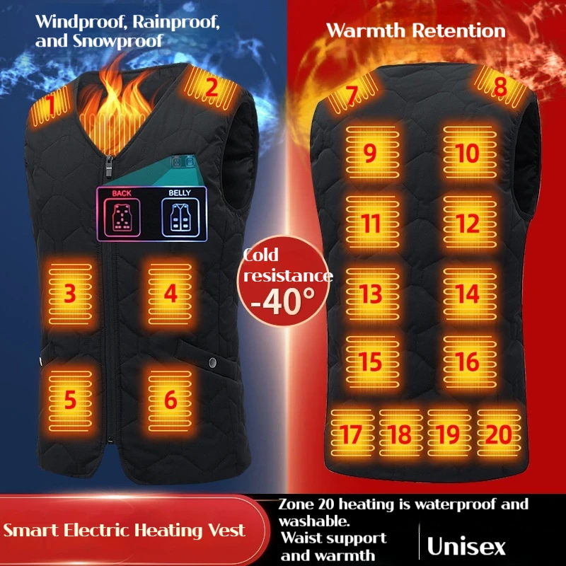 Giacca riscaldata zona 20 Fever Gilet riscaldato per uomo Gilet caldo da donna Gilet da pesca Gilet da corsa Gilet da lavoro da giardinaggio Giacca invernale