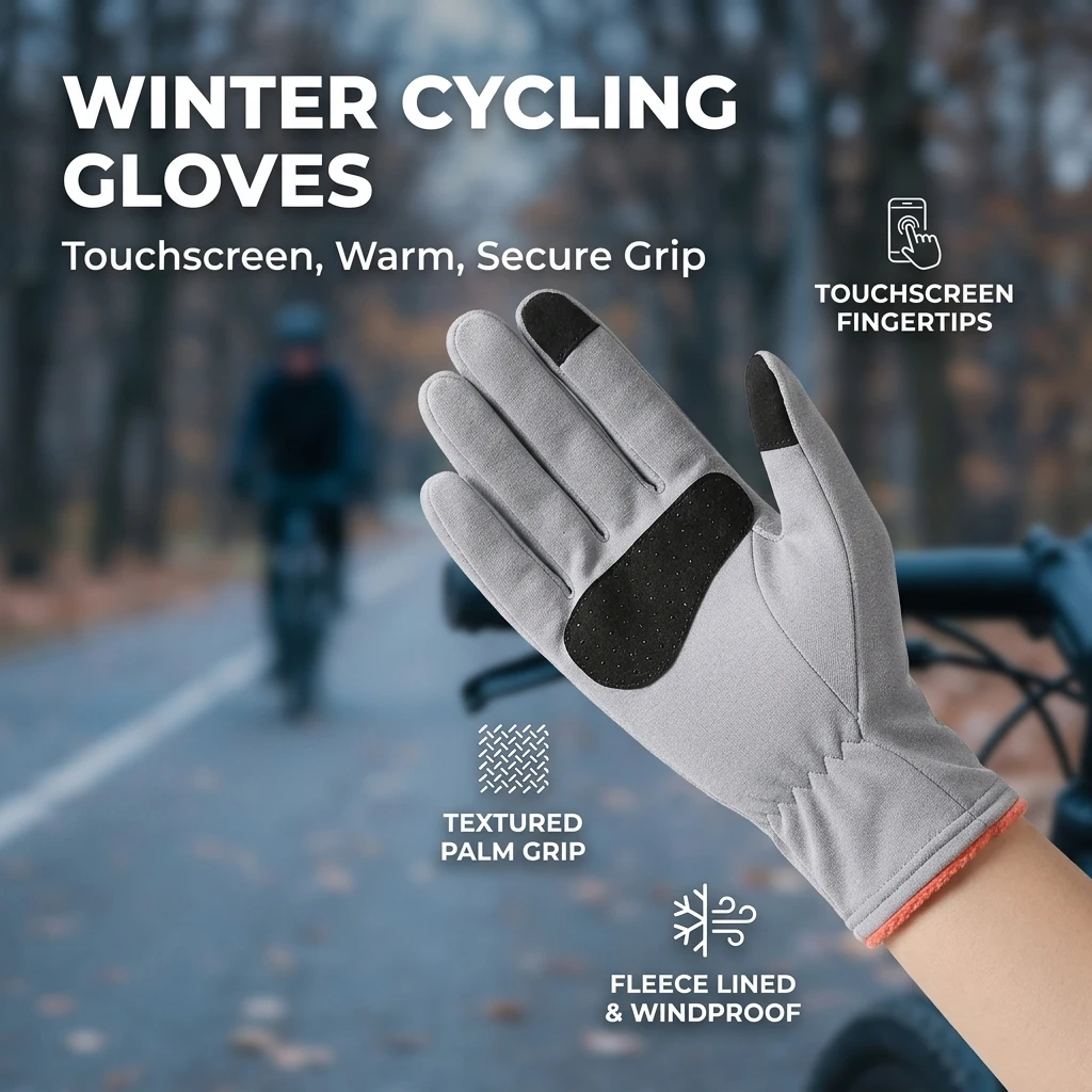 Winter Coral Fleece Lined Gloves Touchscreen Anti-Slip Warm Windproof Gloves for Cycling Driving Outdoor Activities