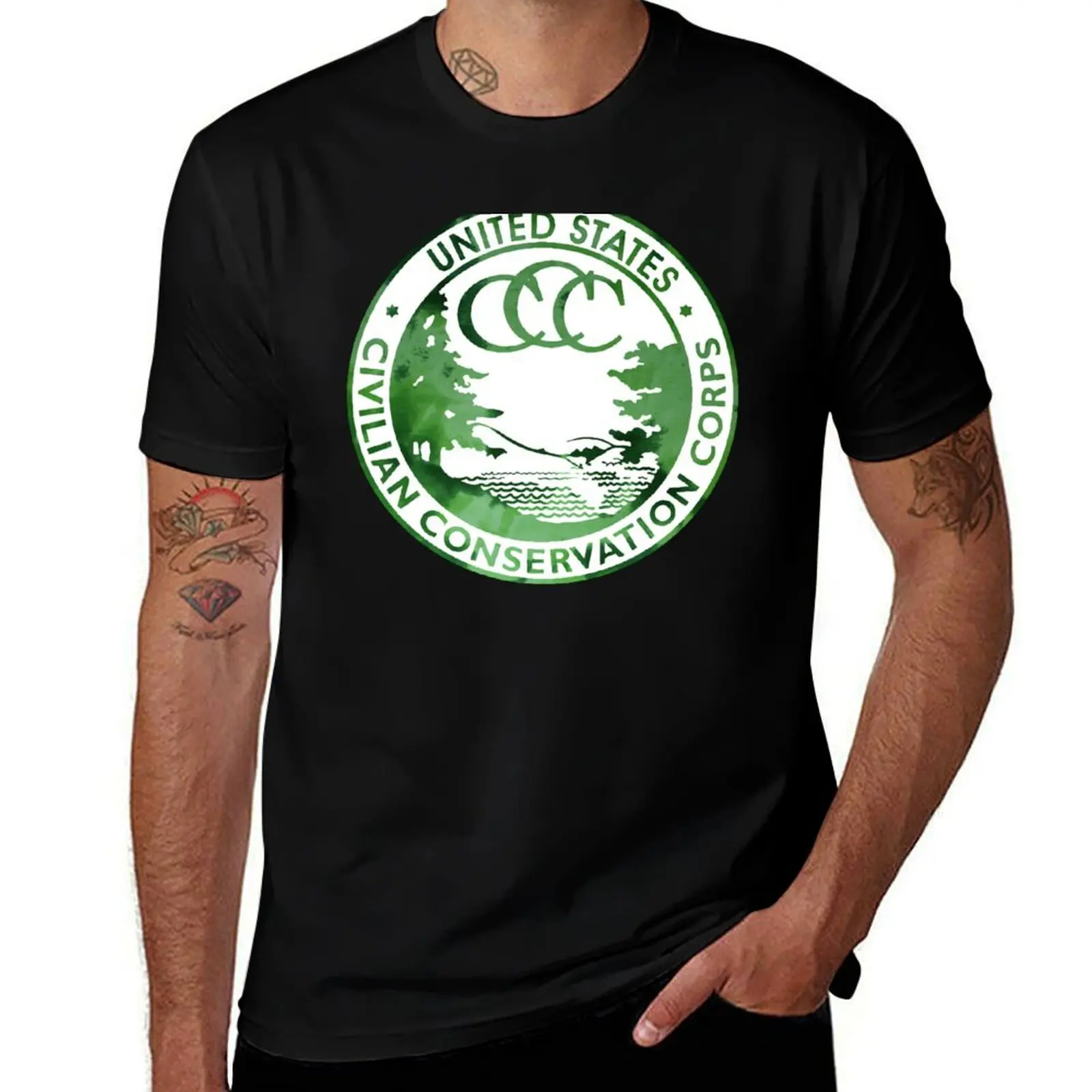 Civilian Conservation Corps Watercolor (White) T-Shirt Soft Anti-Shrink Cotton Tee T-Shirt