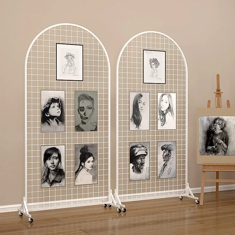 Shelf grid display rack, exhibition landing, subway grid mobile work display rack, iron art mesh, jewelry, hook net