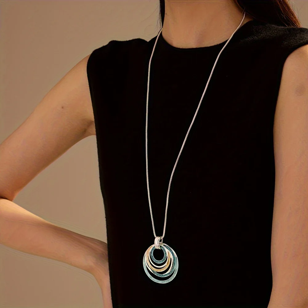 Emaille Hohlring Lange Anhänger Böhmischen Stil Frauen High-end-Charme Halsketten Schmuck Weihnachtsgeschenk – Detail 4