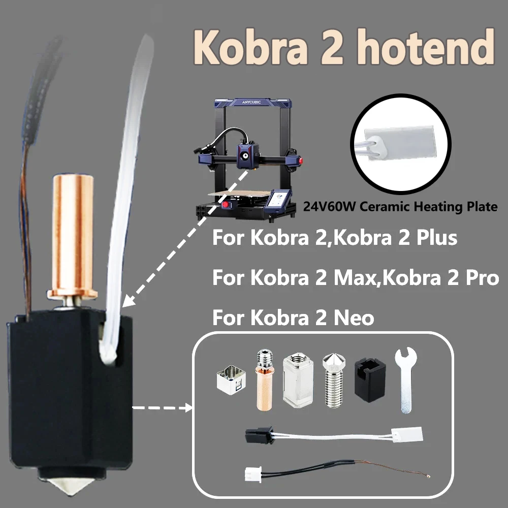 Upgrade Hotend Kit for Anycubic Kobra 2 Thermistor Heater Cartridge Print Hot End for Kobra 2 Plus / Neo / Kobra 2 3D Printer