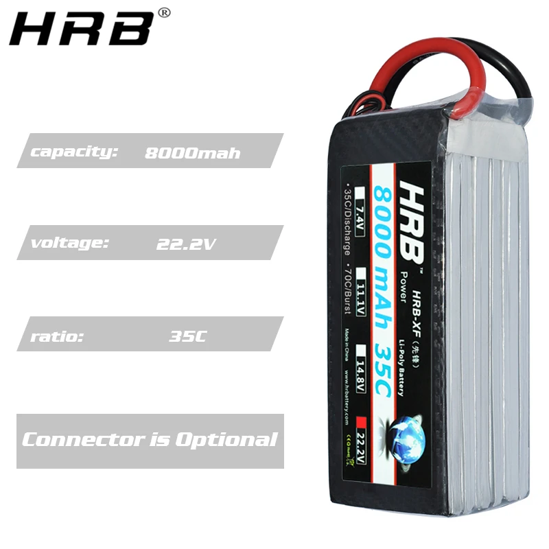 HRB 1PCS 8000mah Lipo 2S 3S 4S 6S 5S Battery 7.4V 11.1V 14.8V 22.2V 18.5V Lipo 150C 35C XT60 T for RC Car truck Drone Airplane