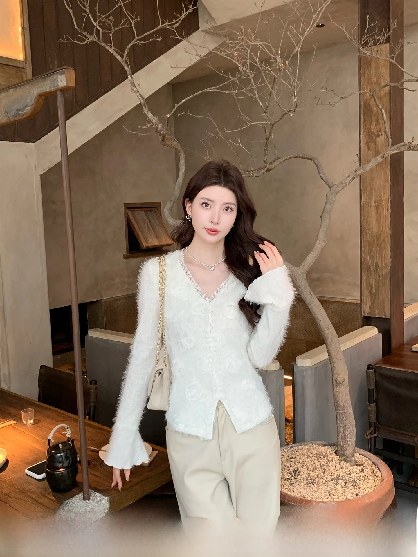 

Kun Snorop Winter Slim Fit Top Women's Long Sve Bell Sve Base Layer irt Casual Sle Polyester Blend Warmth Garment