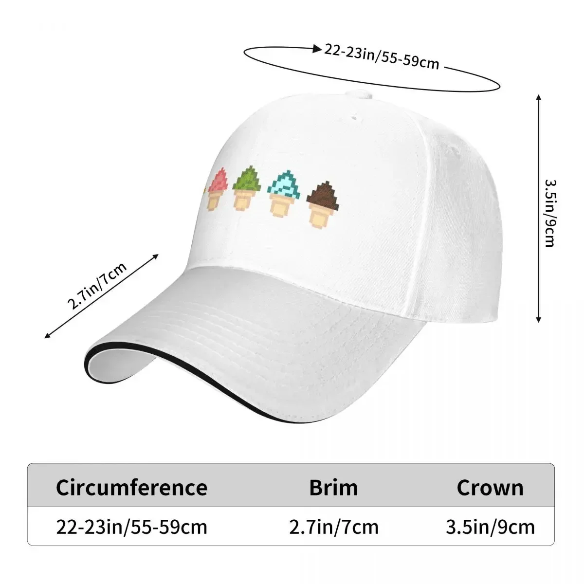 Ice Cream Baseball Caps Snapback Fashion Baseball Hat Breathable Casual Outdoor For Men's And Women's Polychromatic Customizable