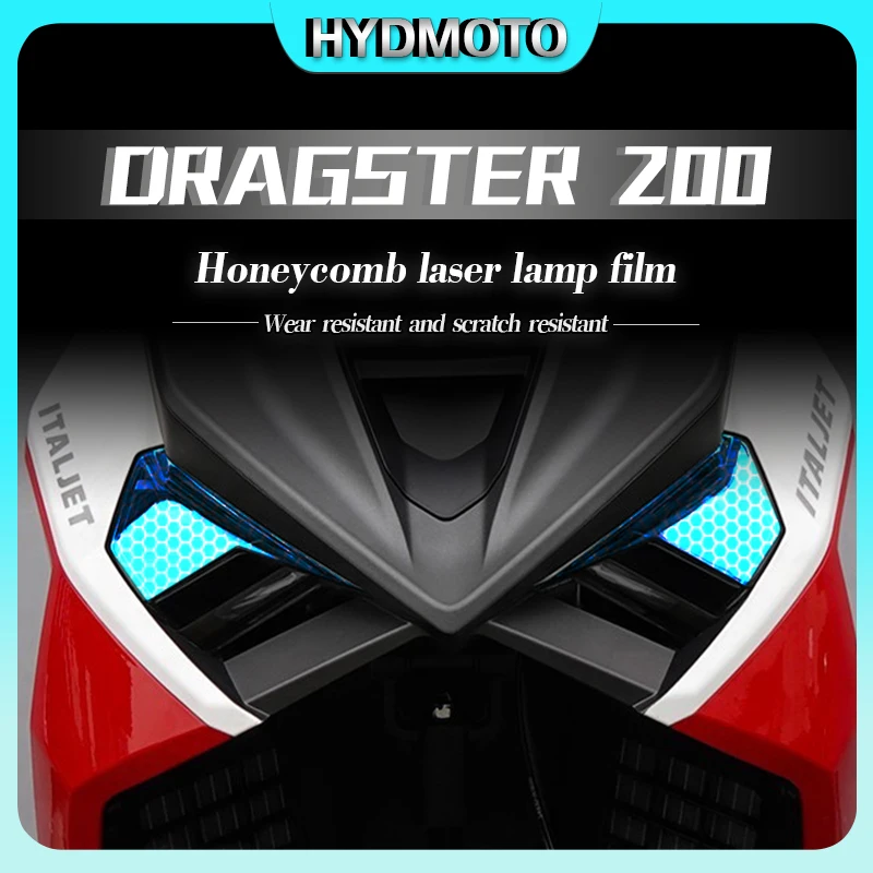 For ITALJET Dragster 200 honeycomb laser film headlight film tail light film smoked black stickers modified parts accessories