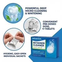 Professional Retainer Cleaning Tablets Mint Scent Denture Cleanser Effervescent Pack Removes Odor Plaque 10 Pieces MIRAVEXL 5