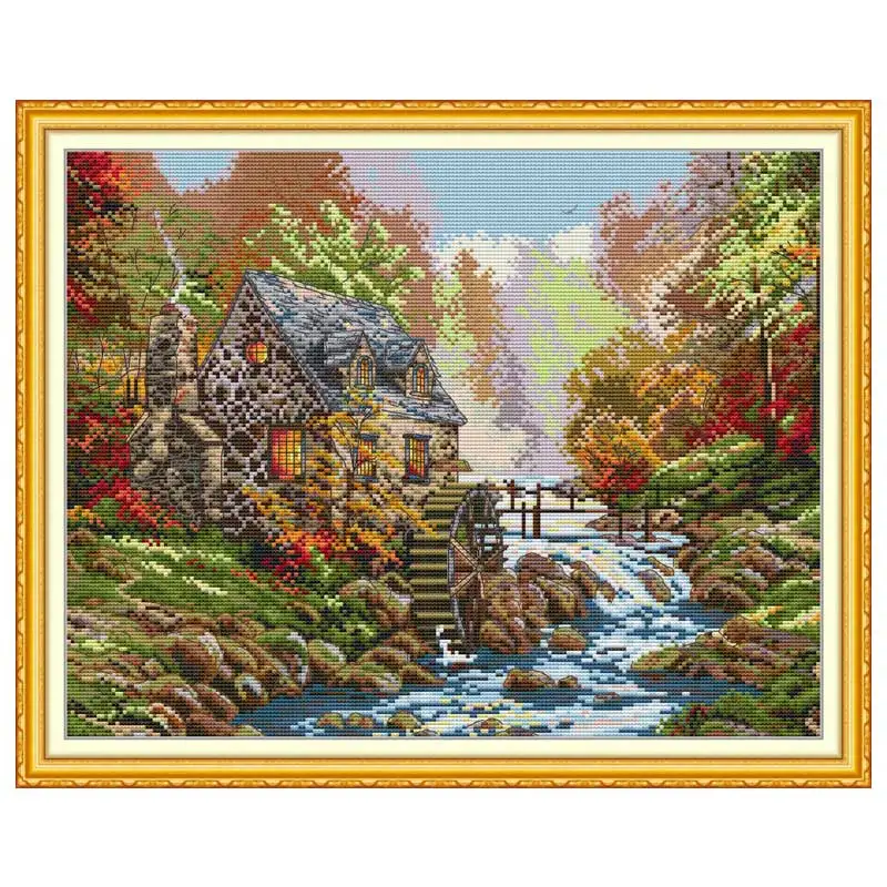 Riverside Mill Patterns Counted Cross Stitch Set 11CT 14CT 16CT Stamped DMC Cross-stitch Kit Embroidery Needlework Home Decor